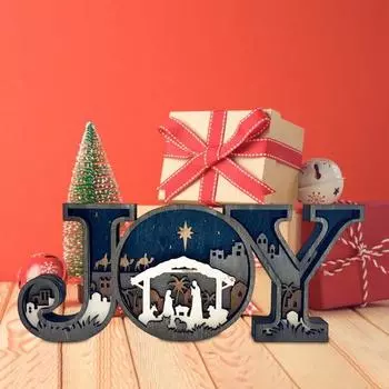 Украшение для рождественской сцены Yousheng, деревянное украшение для стола с буквой JOY, деревенское религиозное украшение для каминной полки, подарок для семьи и друзей Without Light