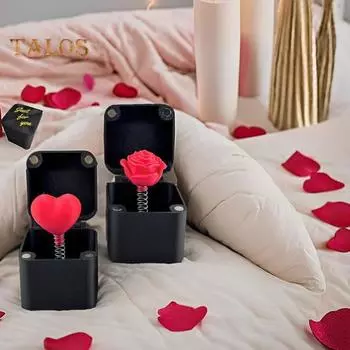 Украшение для розыгрышей Красная роза или Красное сердечко в коробке 3D-печатная подарочная коробка-сюрприз с выдвижной розой или сердечком на Рождество, день рождения Love Heart