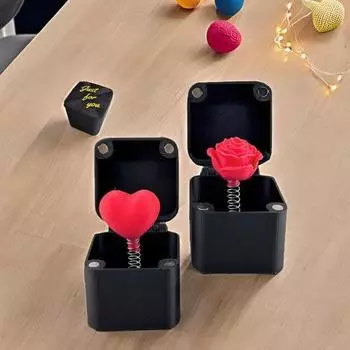 Украшение для розыгрышей Красная роза или Красное сердечко в коробке 3D-печатная подарочная коробка-сюрприз с выдвижной розой или сердечком на Рождество, день рождения Love Heart