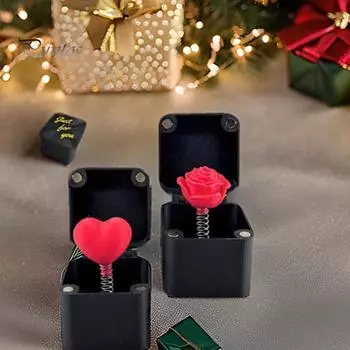 Украшение для розыгрышей Красная роза или Красное сердечко в коробке 3D-печатная подарочная коробка-сюрприз с выдвижной розой или сердечком на Рождество, день рождения Rose