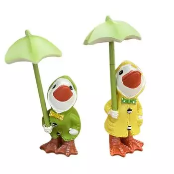 Украшение для сада, пара уток, высота 12 см, со съемным зонтиком, 5 мл A зелёный