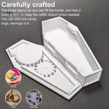 Украшение для шкатулки на Хэллоуин, деревянная механическая шкатулка, статуя, настольная фигурка на Хэллоуин, шкатулка для колец, сувенир для вечеринки чёрный