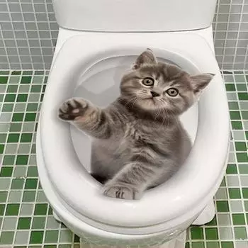 Украшение для сиденья унитаза в ванной Наклейка на унитаз Наклейки для дома 3D Наклейки с животными Водостойкая крышка унитаза Забавная новинкаКреатив