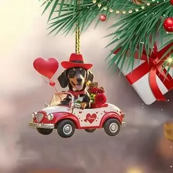 Украшение для собак Yousheng, украшение на День святого Валентина, акриловое подвесное украшение в виде мультяшного щенка для зеркала заднего вида автомобиля, рождественское украшение на елку A