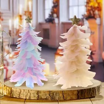 Украшение для стола в виде перьев на рождественскую елку, ручная работа, елочная фигурка со звездой наверху, центральное украшение для дома на Рождество и Новый год розовый