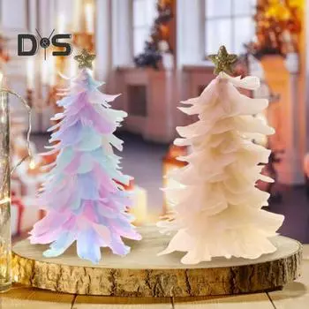 Украшение для стола в виде перьев на рождественскую елку, ручная работа, елочная фигурка со звездой наверху, центральное украшение для дома на Рождество и Новый год зелёный