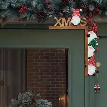 Украшение для угла двери, деревянное рождественское украшение в виде безликого старика, цветной гном, праздничный декор, угловое украшение для зеркальной мебели Left