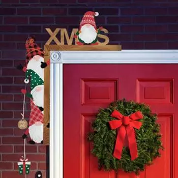 Украшение для угла двери, деревянное рождественское украшение в виде безликого старика, цветной гном Left