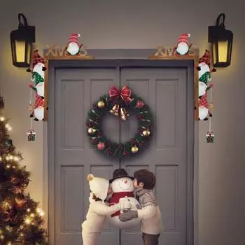 Украшение для угла двери, деревянное рождественское украшение в виде безликого старика, цветной гном, праздничный декор, угловое украшение для зеркальной мебели Left