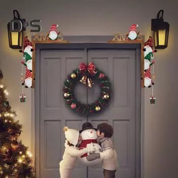 Украшение для угла двери, деревянное рождественское украшение в виде безликого старика, цветной гном, праздничный декор, угловое украшение для зеркальной мебели Left