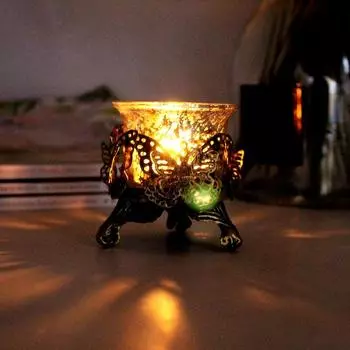 Украшение для ужина, железная свеча, чашка для чайной свечи, старинный стеклянный старый резной полый подсвечник