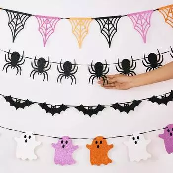Украшение для вечеринки на Хэллоуин Флаг-баннер Призрачный фестиваль Украшение Призрак Паук Летучая мышь Флаг