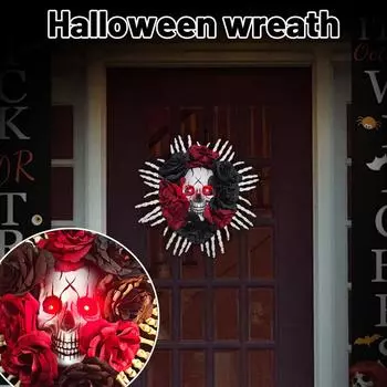 Украшение для вечеринки Подвеска на дверь ручной работы Оформление площадки Хэллоуинский венок One Size