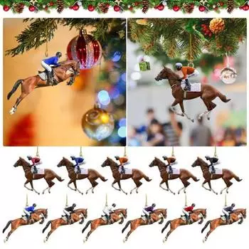 Украшение для верховой езды 2D Плоская акриловая подвеска в виде лошади Рождественская елка Рюкзак Подвесное украшение Подарок для любителей лошадей D