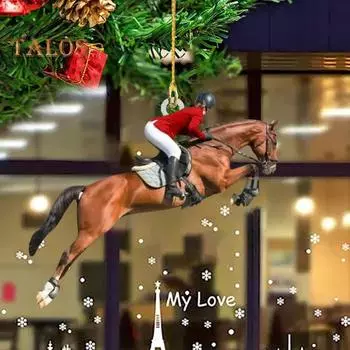 Украшение для верховой езды 2D Плоская акриловая подвеска в виде лошади Рождественская елка Рюкзак Подвесное украшение Подарок для любителей лошадей H