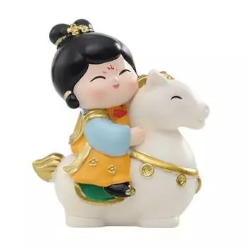 Украшение для верховой езды в китайском стиле, мультяшная фигурка из смолы для мужчин и женщин, статуэтка, скульптура, украшение для дома, офиса, рабочего стола, сувенир, подарок белый