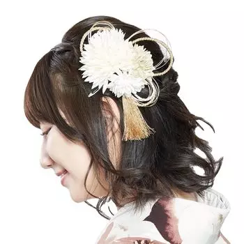 Украшение для волос Юката Хакама Заколка Легкий цветок Выпускной Церемония Взрослые Дети Университет Начальная школа Студенты Off x Gold Shichi-Go-San