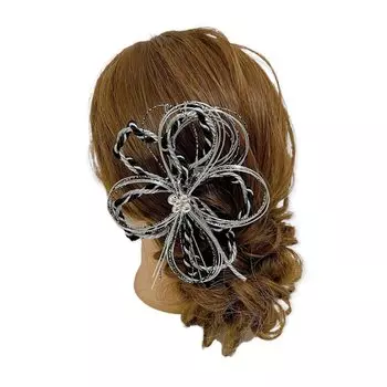 Украшение для волос Mizuhiki Серебряная черная коса Японская одежда Церемония совершеннолетия Свадебный головной убор Выпускной Свадебная церемония Фурисодэ Хакама