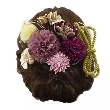 Украшение для волос в японском стиле Церемония совершеннолетия Фурисодэ Сделано в Японии Помпон Хризантема Мидзухики Цумами Набор из 9 предметов Цветок Дамы Вино