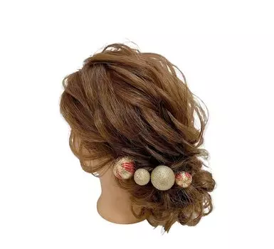 Украшение для волос в японском стиле, красное золото, шар, канзаши, золотая церемония, выпускной, свадьба, фурисодэ, хакама, головной убор, канзаши, совершеннолетие красный