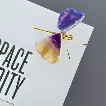 Украшение дома Агатовая руда Натуральный ломтик агата Кристалл Необработанный камень Орнамент в виде стрекозы Образец ремесел