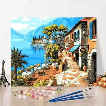 Украшение дома Цифровая картина маслом Холст Цифры Картина маслом Искусство DIY Картина по номерам 40x50cm no frame