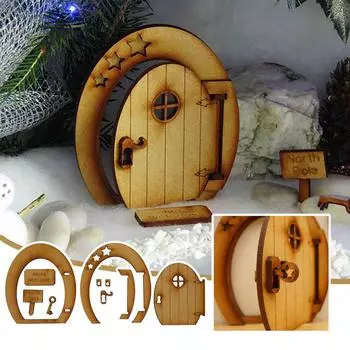 Украшение дома деревянная дверь дверь Нарнии трехмерный комплект для сборки кукольный домик дверь декор садовая деревянная мини сказочная дверь One Size