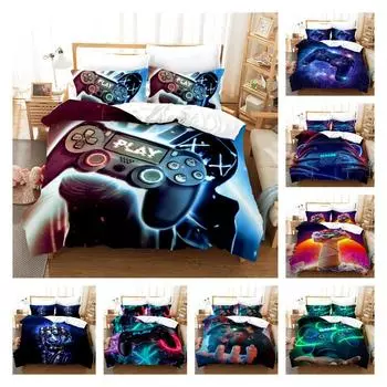 Украшение дома геймера, пуховое пододеяльник, детская спальня, постельное белье, пододеяльник с игровой мышью, наволочка, простыня/двуспальная кровать, 2/3 шт. DE 100x135cm