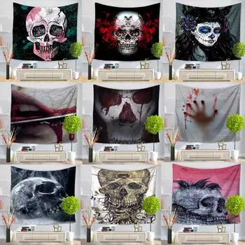Украшение дома гобелен Красочный гобелен с черепом настенный Абстрактная печать Гостиная Декор стены фон ткань 100x75cm