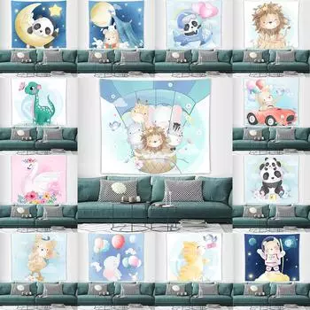Украшение дома, гобелен с милым медведем, гобелен с мультяшным животным принтом, настенный гобелен, украшение для детской спальни, украшения 230x180 см 100x75cm