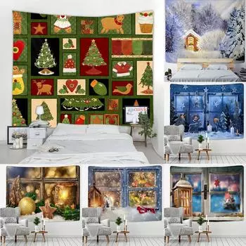 Украшение дома гобелен с рождественским принтом, гобелен для спальни, гостиной, Настенный декор, фон, ткань, красивый гобелен 100x75cm