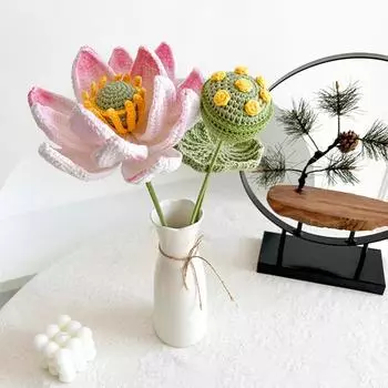 Украшение дома Готовые вязаные цветы Пряжа лотоса Вязание крючком Декоративные вязаные цветы розы C