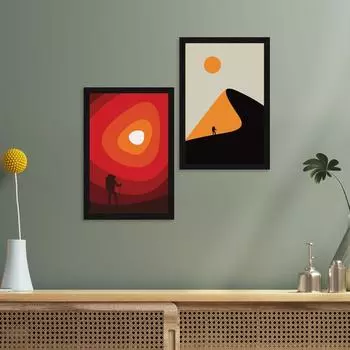 Украшение дома - Картина для гостиной, спальни, офиса - Картина в рамке для украшения стены, Настенный декор для гостиной, набор из 2 картин Set Of 2