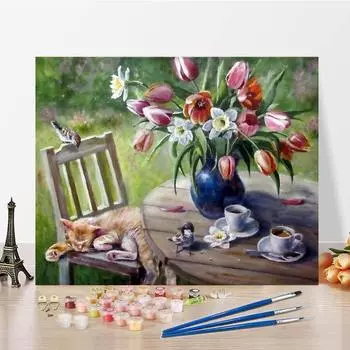Украшение дома, картина на холсте, ручная роспись, картина по номерам, декомпрессия, сделай сам, цифровая картина маслом 40x50cm no frame