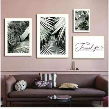 Украшение дома картина живопись семейные цитаты тропические растения лист холст скандинавский ботанический настенный художественный принт скандинавский 21cm30cm NoFrame