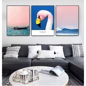 Украшения для дома Картины для гостиной Холст Картина Пляж Корабль Море Стена Искусство Скандинавские постеры и принты Ананас 21cm30cm NoFrame