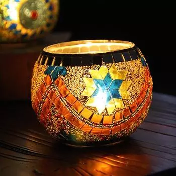 Украшение дома Классический Европейский Мозаичный Стеклянный Подсвечник Свадебные Украшения Рождественские Подарки B