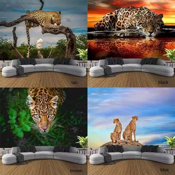 Украшение дома леопардовый тигр печать поли поли гобелен Petrapeteta кровать спальня гостиная фон ткань Tapiz 150X100CM