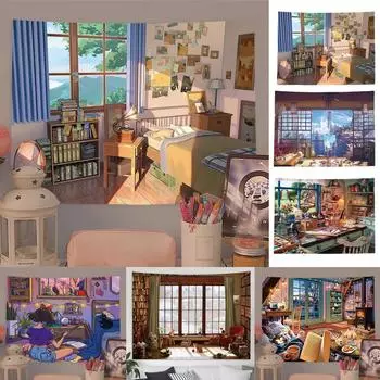 Украшение дома, мультяшная печать, полиэфирное одеяло, настенное украшение для комнаты, ткань, тапиз 150X100CM