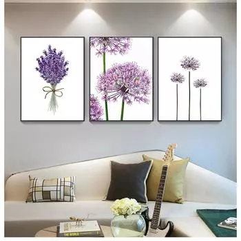 Украшение дома, настенные картины для спальни, скандинавские цветы лаванды, современная картина на холсте, зеленый S и принты 21cm30cm NoFrame