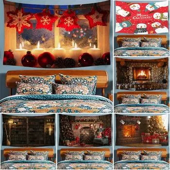 Украшение дома, полиэфирное одеяло с принтом Санта-Клауса и рождественской елки подходит для спальни, гостиной, тапиз 150X100CM