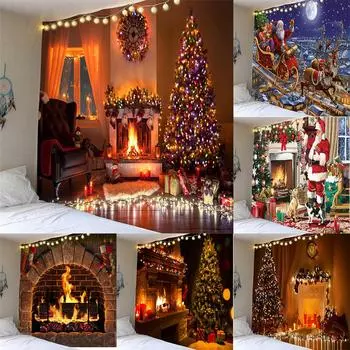 Украшение дома Рождественская елка с принтом полиэстеровый гобелен Спальня фон тканевое украшение дома гобелен Taparia de natal 100x75cm