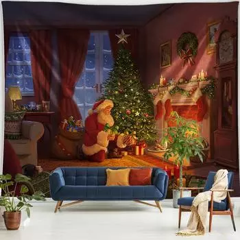 Украшение дома, рождественские подарки Санта-Клауса, подарочная печать, полиэстеровая польская фоновая ткань, подходит для спальни, гостиной, Tapiz 100x75cm