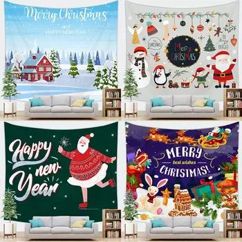 Украшение дома Рождественский гобелен Рождественская елка Снеговик с принтом гобелен для гостиной Спальня Настенный декор фон ткань 100x75cm