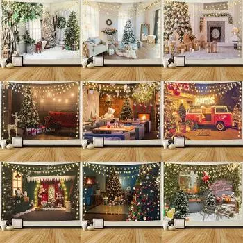 Украшение дома Рождественский гобелен с принтом Снежинка Рождественский новогодний подарок Общежитие Настенный гобелен с принтом 100x75cm