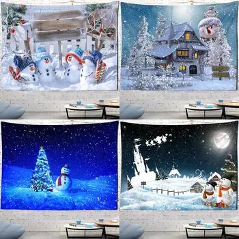 Украшение дома Рождественский гобелен со снеговиком настенный милый гобелен с принтом Настенный декор фон ткань Tapiz navideo 100x75cm