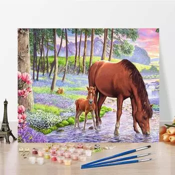 Украшение дома Ручная роспись DIY Цифровая картина маслом Картина по номерам Холст Картина Декомпрессия 40x50cm no frame