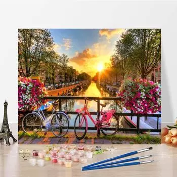 Украшение дома, ручная роспись, картина по номерам, декомпрессионная картина на холсте, сделай сам, цифровая картина маслом 40x50cm no frame