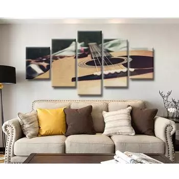 Украшение дома, современные картины, настенное искусство, 5 панелей, музыкальный инструмент, гитара, рамка для гостиной, HD печатные постеры с живописью 20x35cm*2 20x45cm*2 20x55cm*1