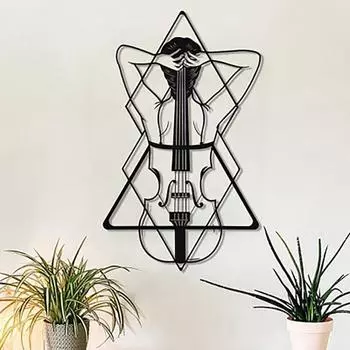 Украшение дома Женская резьба Скрипка Настенное искусство Металлическое украшение Украшение процесса резки железа Free Size разноцветный